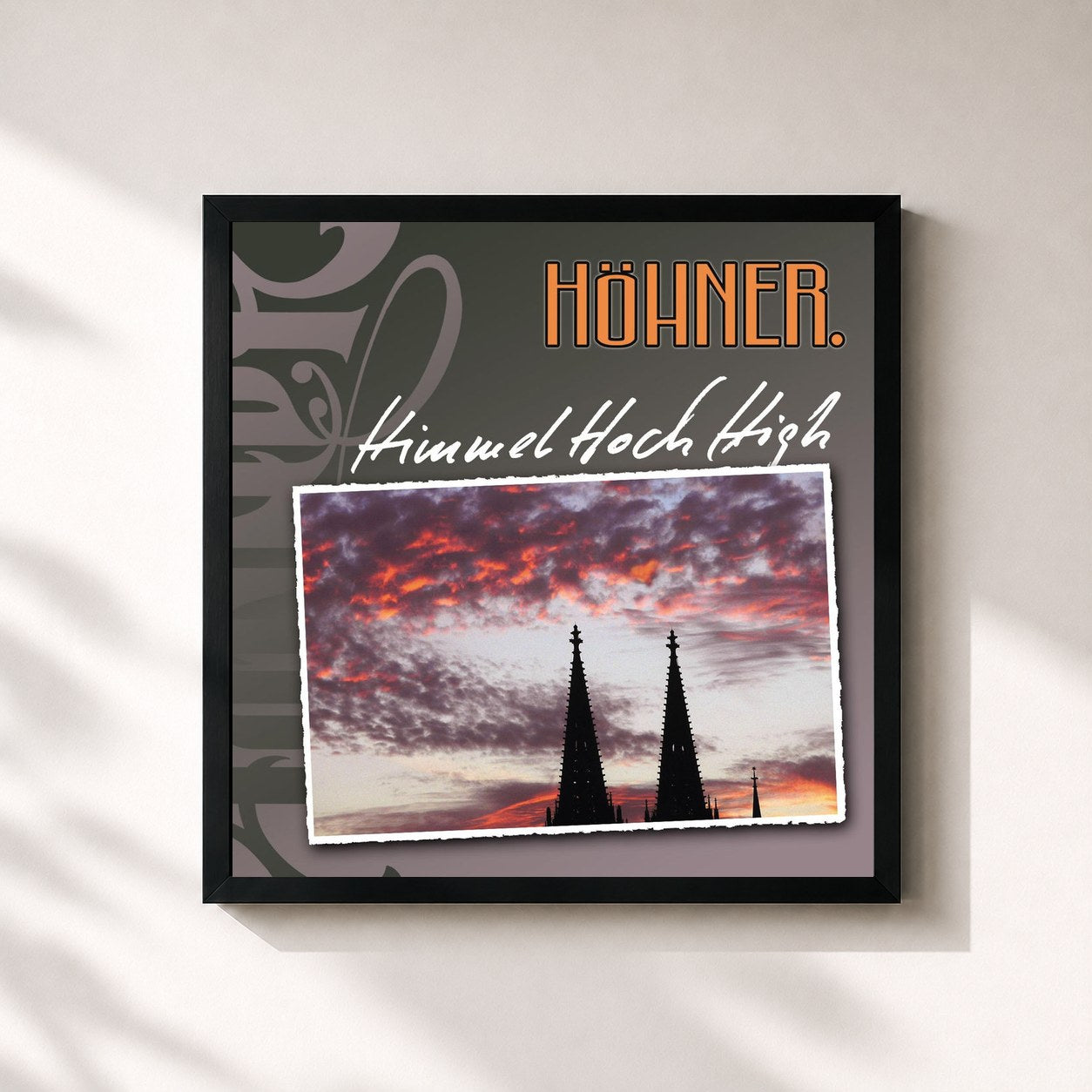 #noir Tableau carré de l'album Himmelhoch High de Höhner, cadre noir 32x32 cm