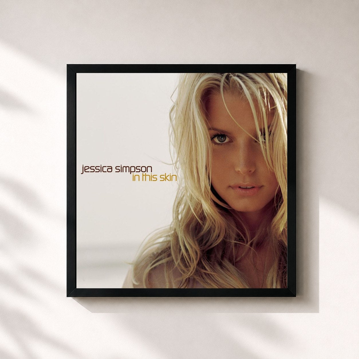 #noir Tableau carré de l'album In This Skin de Jessica Simpson, cadre noir 32x32 cm