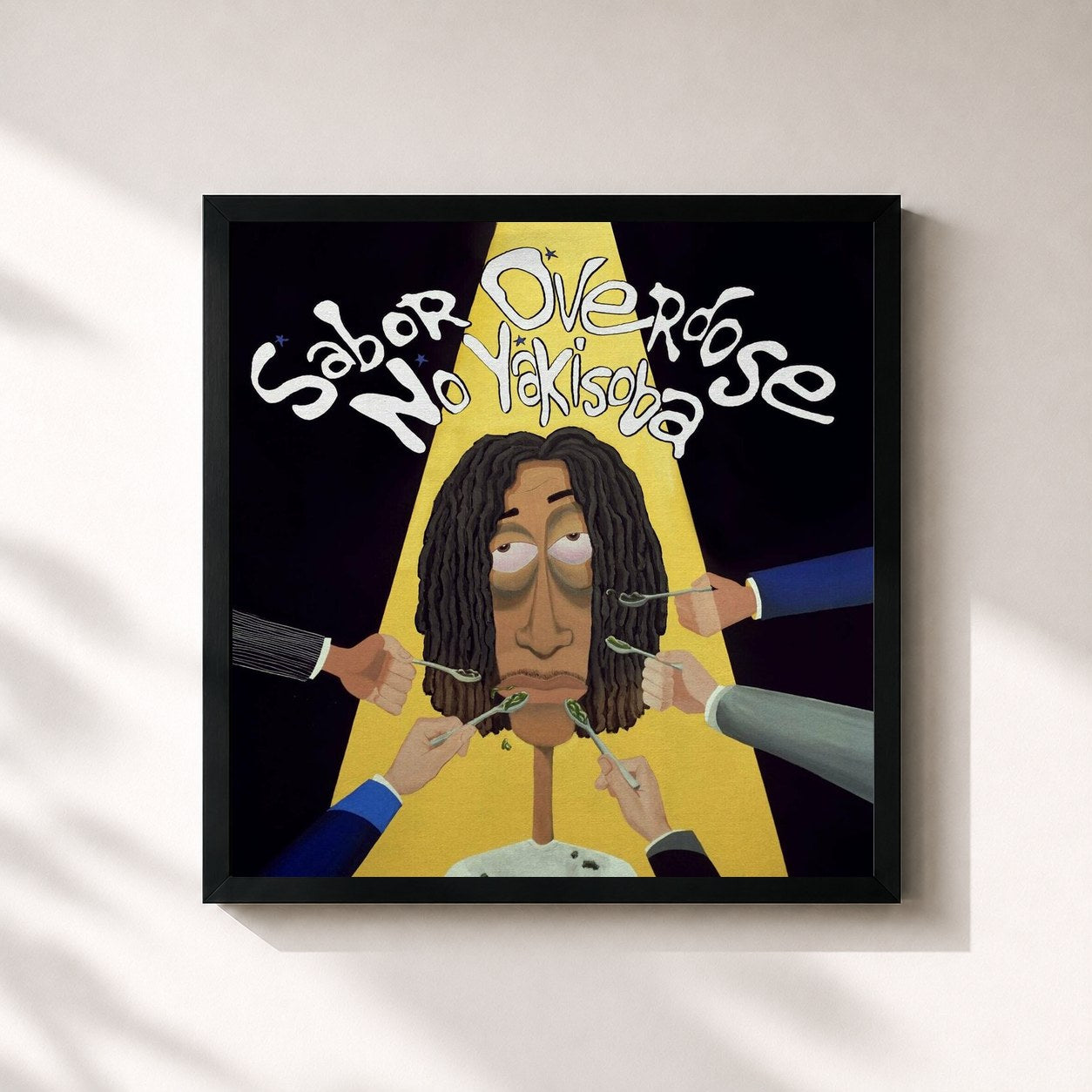 #noir Tableau carré de l'album Sabor Overdose no Yakisoba de Matuê, cadre noir 32x32 cm