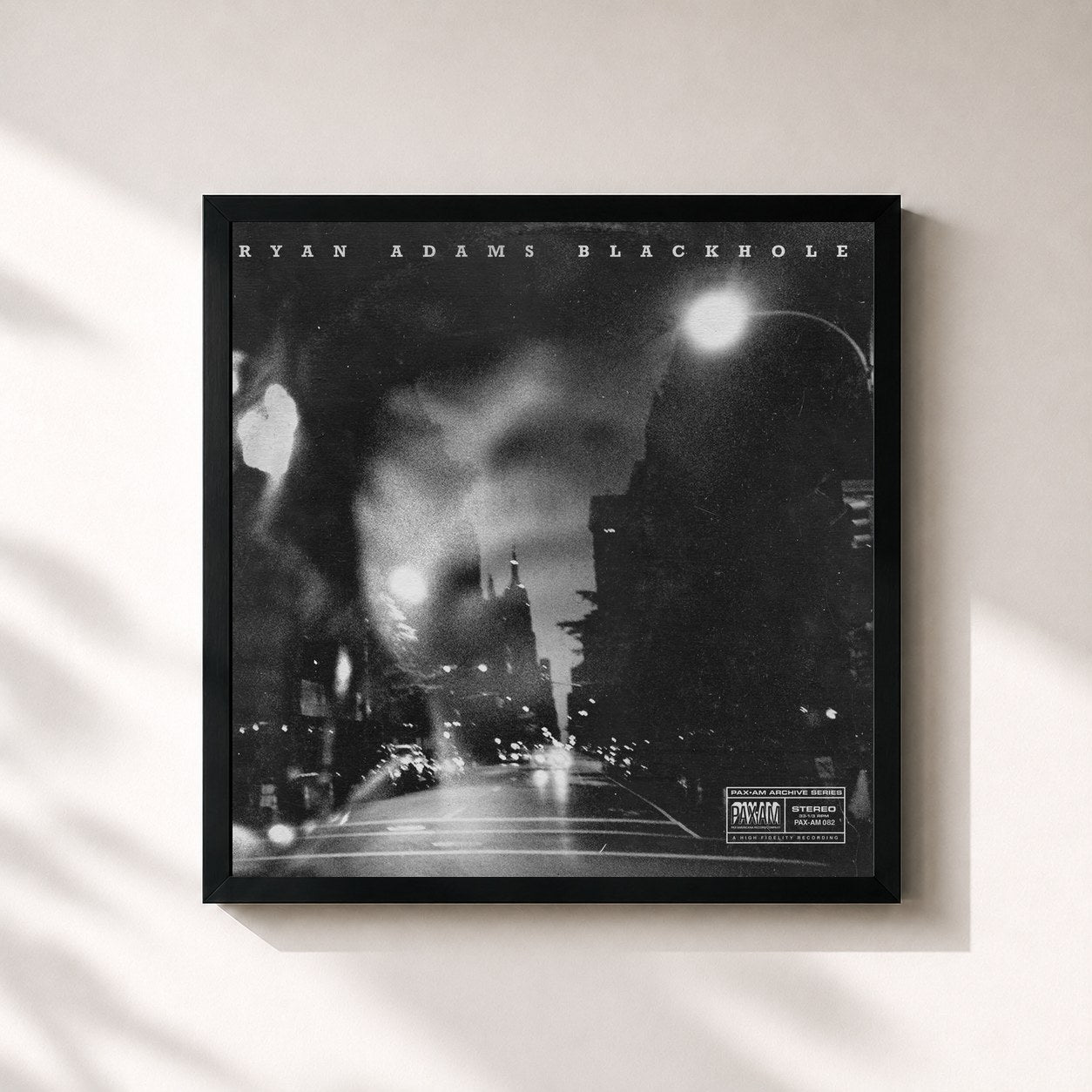 #noir Tableau carré de l'album BLACKHOLE de Ryan Adams, cadre noir 32x32 cm