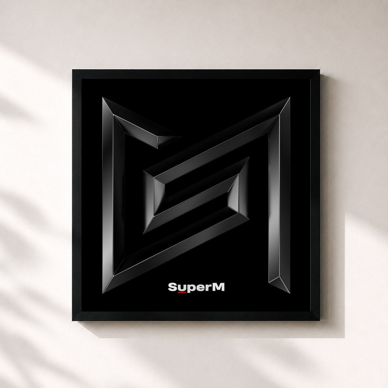 #noir Tableau carré de l'album SuperM - The 1st Mini Album de SuperM, cadre noir 32x32 cm