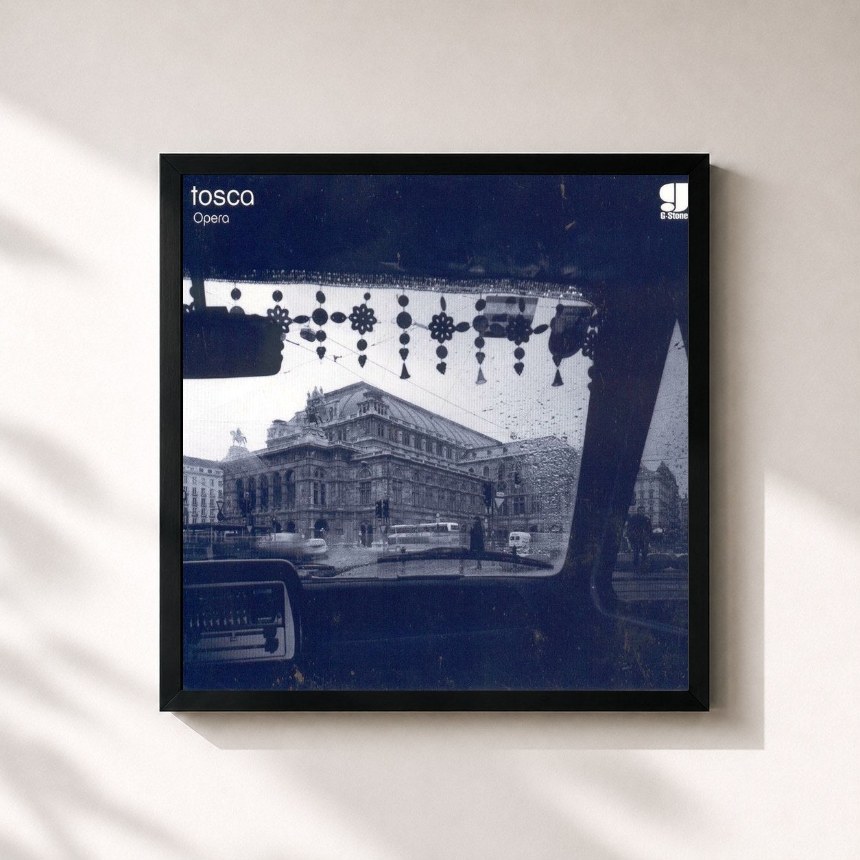#noir Tableau carré de l'album Opera de Tosca, cadre noir 32x32 cm