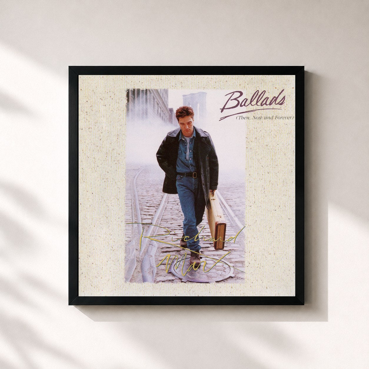 #noir Tableau carré de l'album Ballads (Then, Now And Forever) de Richard Marx, cadre noir 32x32 cm