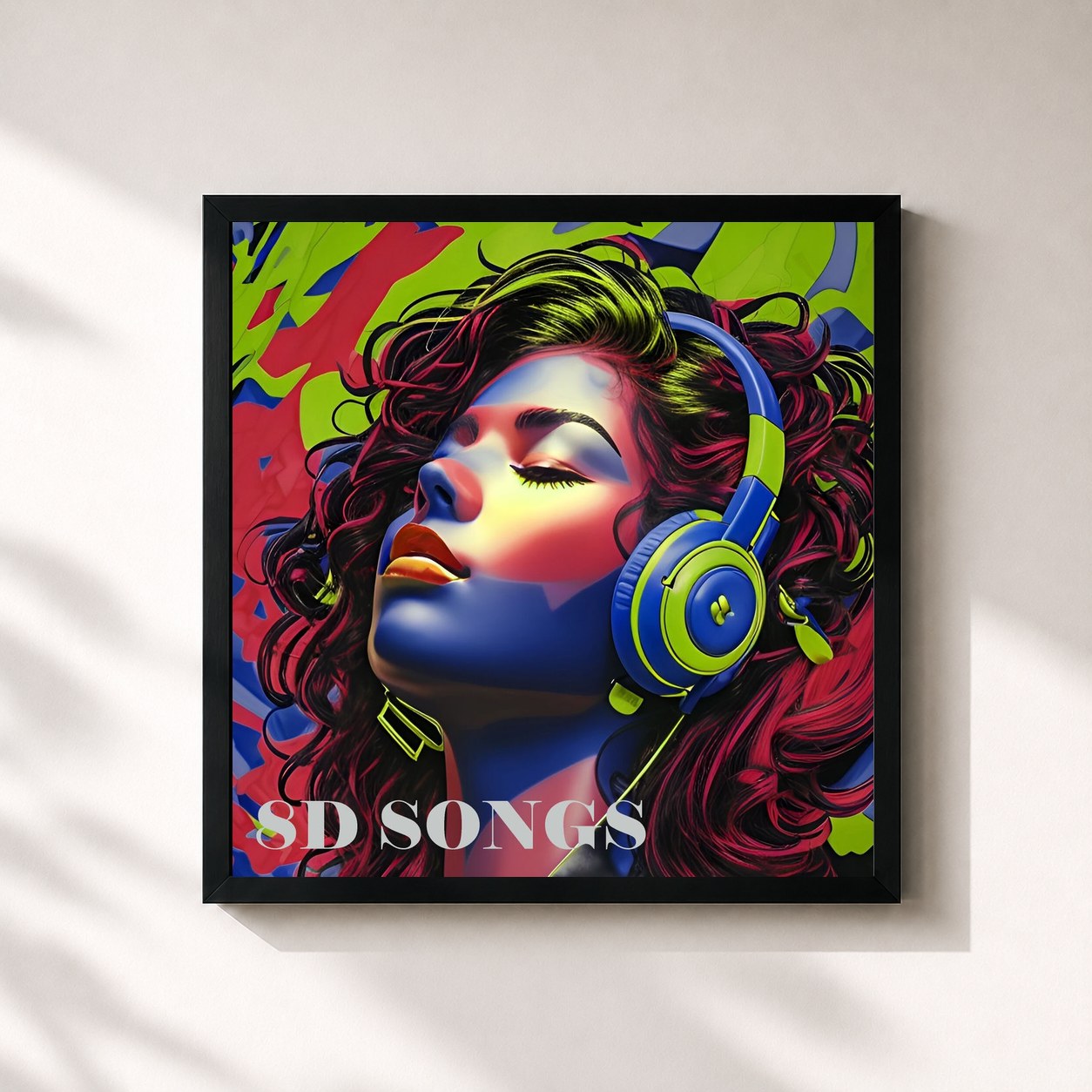 #noir Tableau carré de l'album 8D Songs de 8D Tunes, cadre noir 32x32 cm