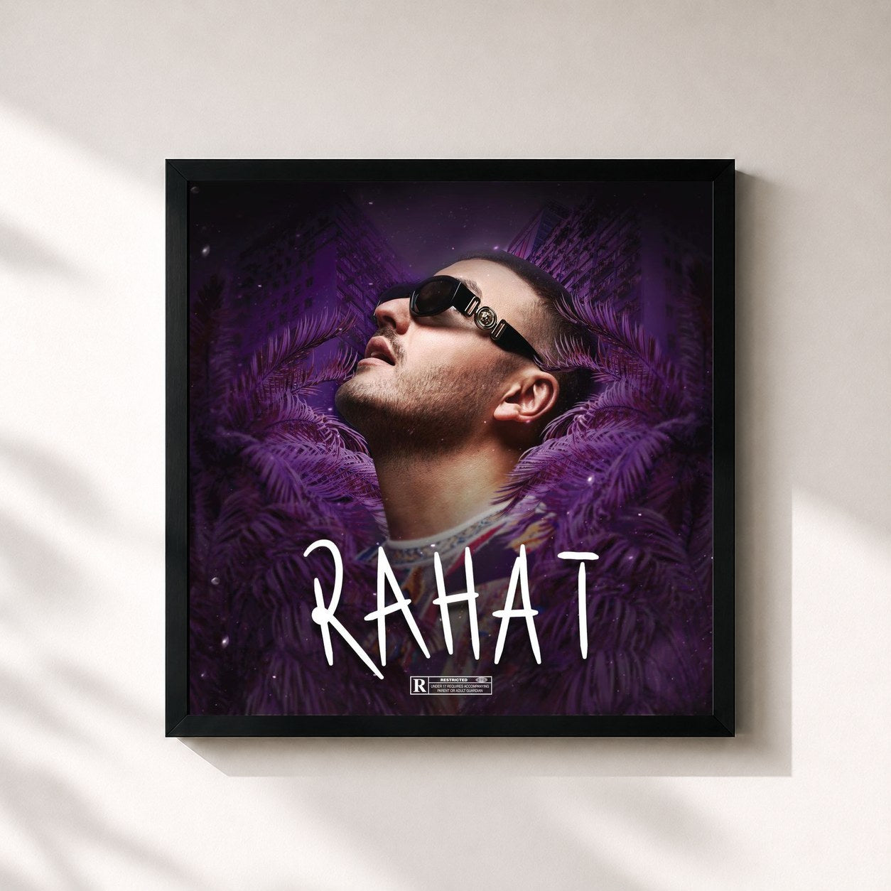 #noir Tableau carré de l'album Rahat de Ardian Bujupi, cadre noir 32x32 cm