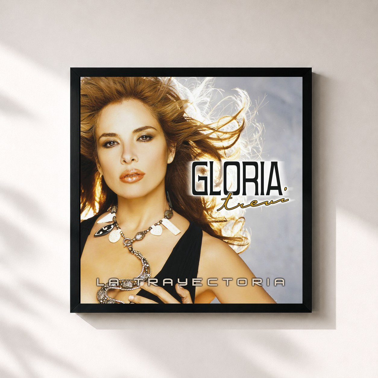 #noir Tableau carré de l'album La Trayectoria de Gloria Trevi, cadre noir 32x32 cm