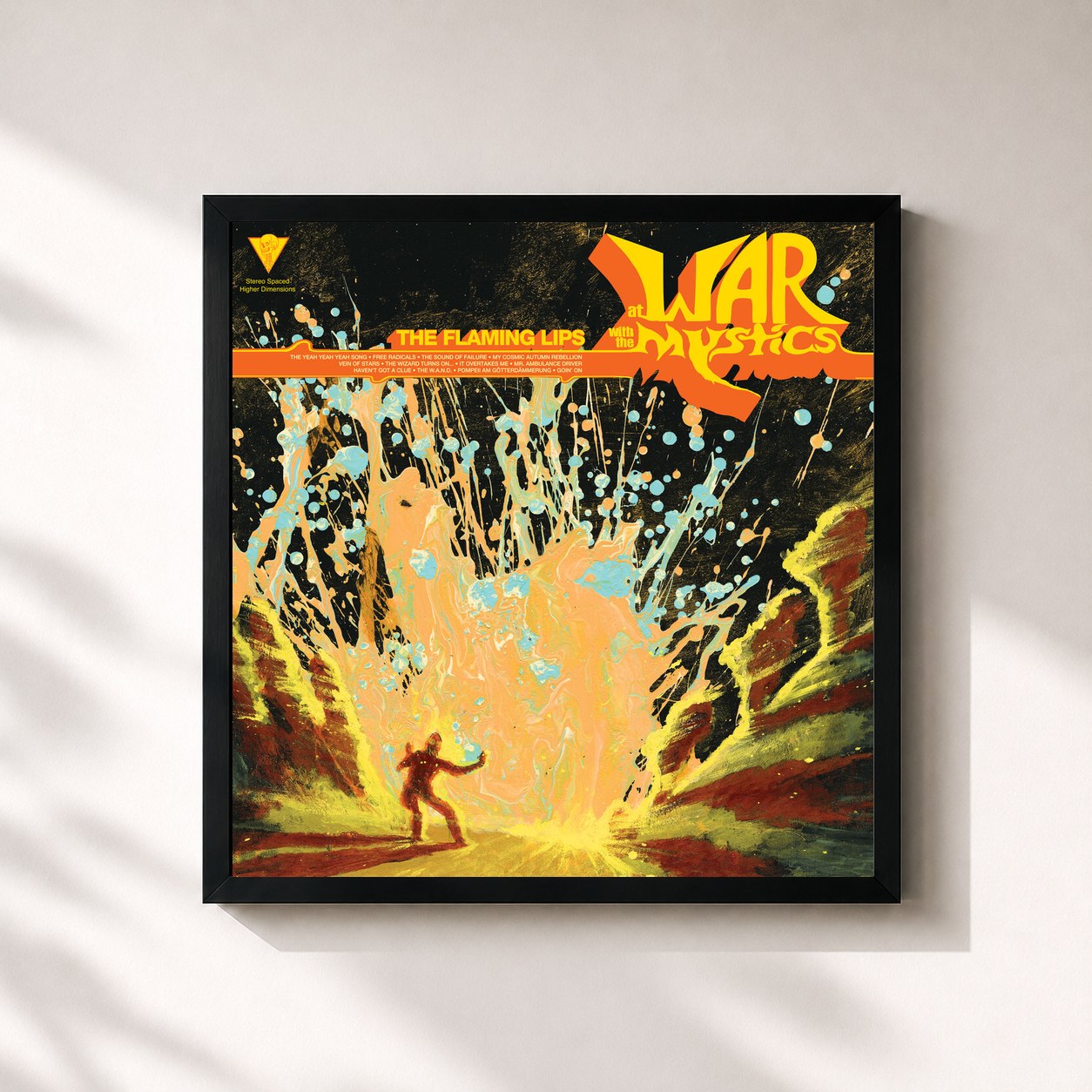 #noir Tableau carré de l'album At War with the Mystics de The Flaming Lips, cadre noir 32x32 cm