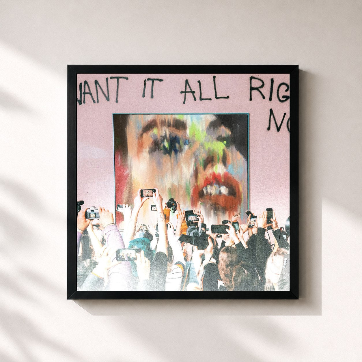 #noir Tableau carré de l'album I Want It All Right Now (Deluxe) de Grouplove, cadre noir 32x32 cm