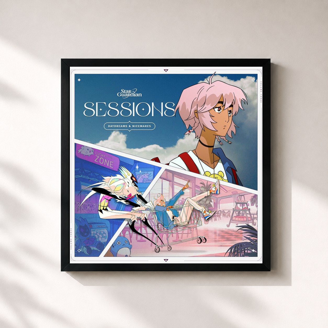 #noir Tableau carré de l'album Sessions: Star Guardian Taliyah (OST from Sessions: Star Guardian Taliyah) de League of Legends, cadre noir 32x32 cm