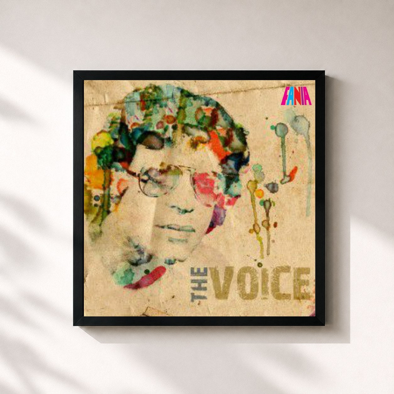 #noir Tableau carré de l'album The Voice de Héctor Lavoe, cadre noir 32x32 cm