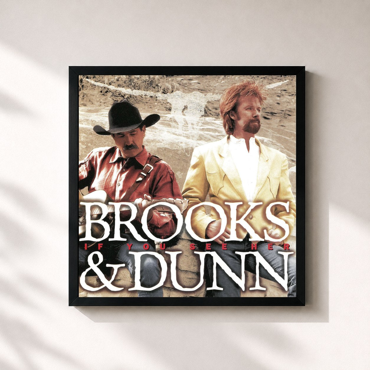 #noir Tableau carré de l'album If You See Her de Brooks & Dunn, cadre noir 32x32 cm