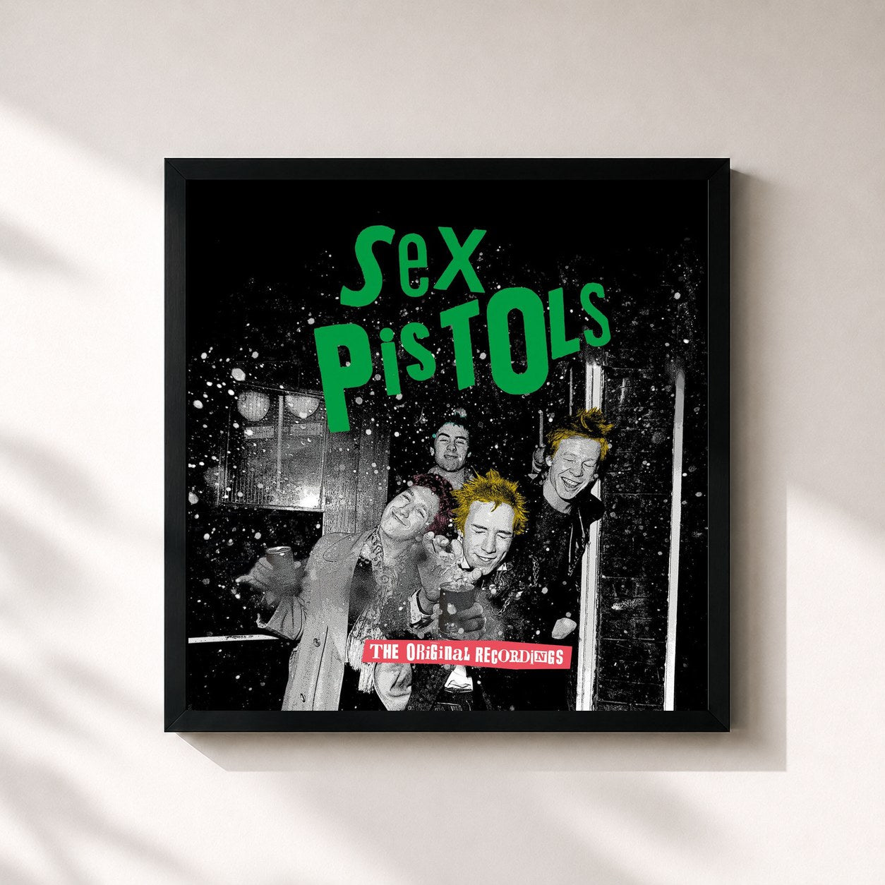 #noir Tableau carré de l'album The Original Recordings de Sex Pistols, cadre noir 32x32 cm