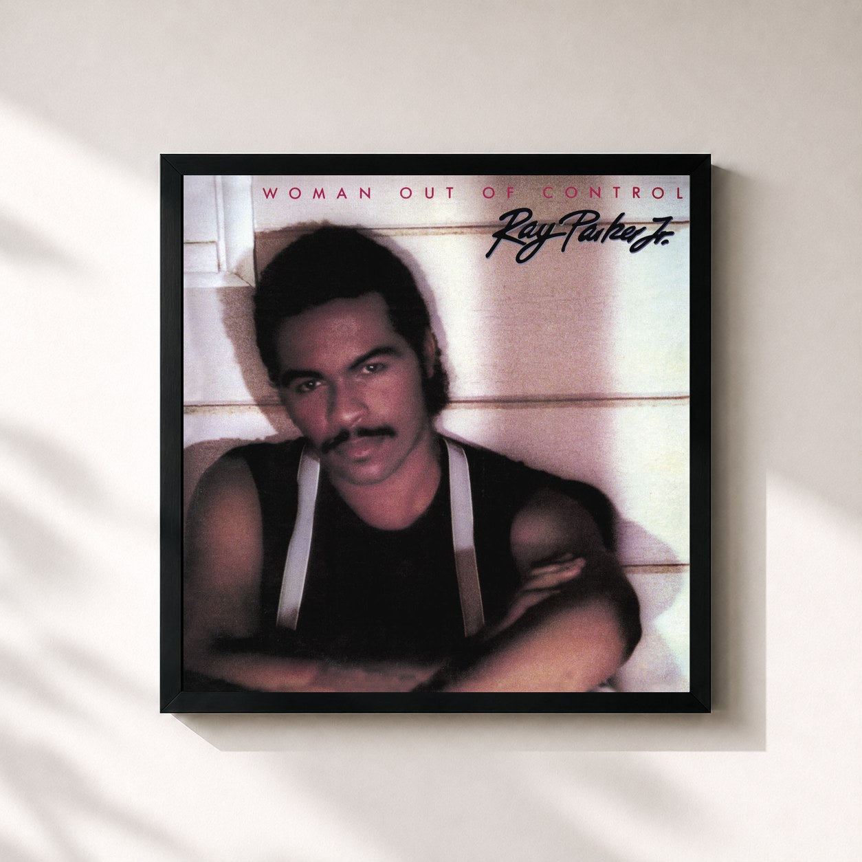 #noir Tableau carré de l'album Woman Out of Control (Expanded Edition) de Ray Parker Jr., cadre noir 32x32 cm