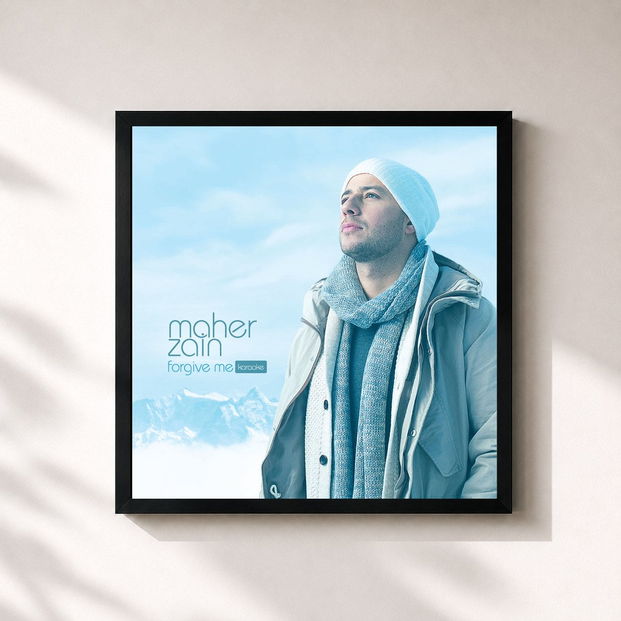 #noir Tableau carré de l'album Forgive Me (Karaoke Version) de Maher Zain, cadre noir 32x32 cm