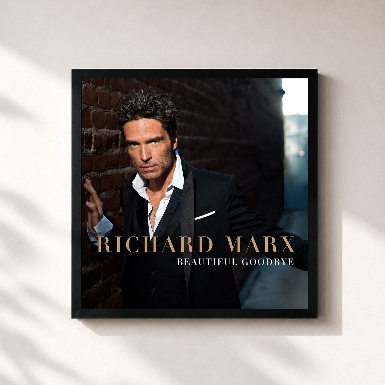#noir Tableau carré de l'album Beautiful Goodbye de Richard Marx, cadre noir 32x32 cm