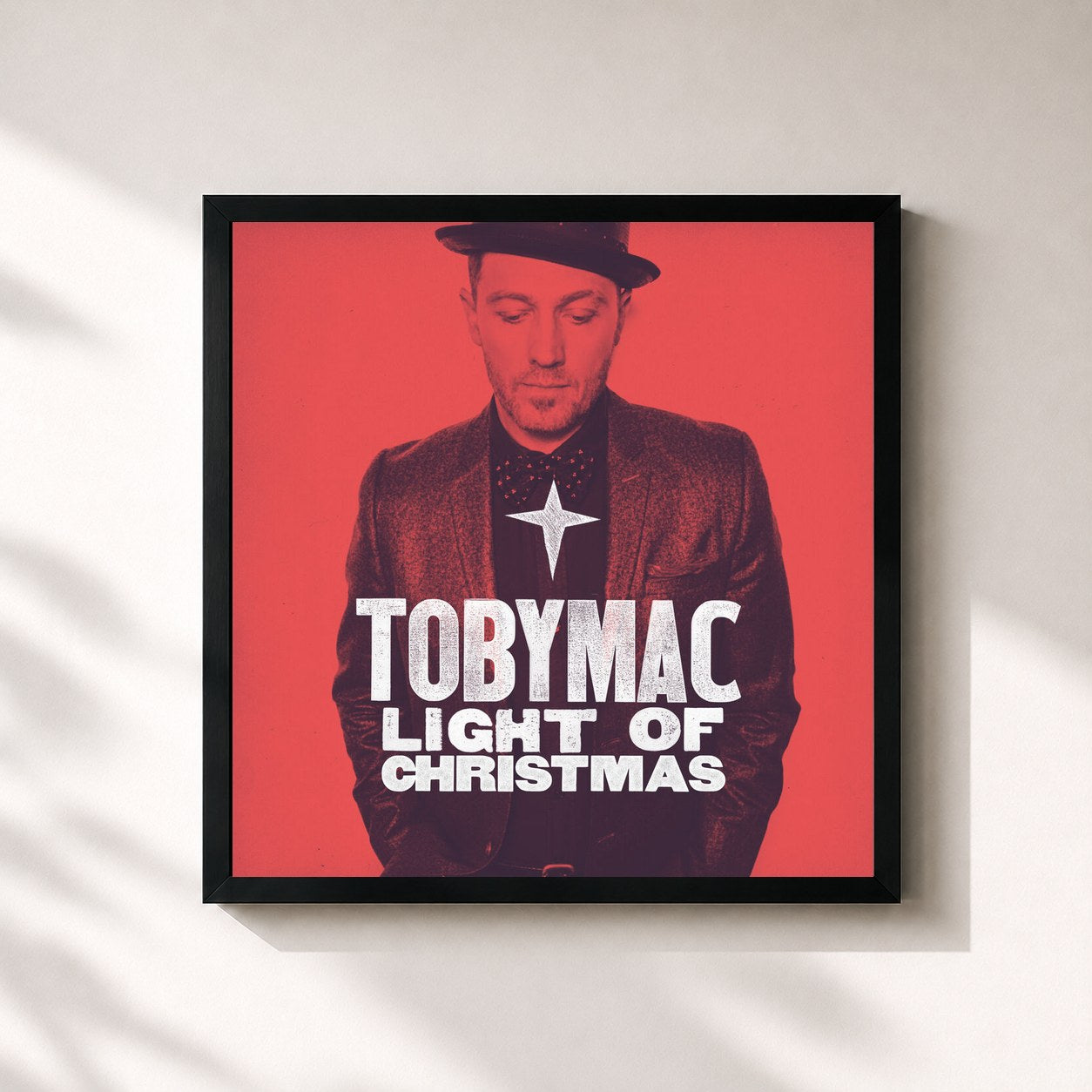 #noir Tableau carré de l'album Light Of Christmas de tobyMac, cadre noir 32x32 cm
