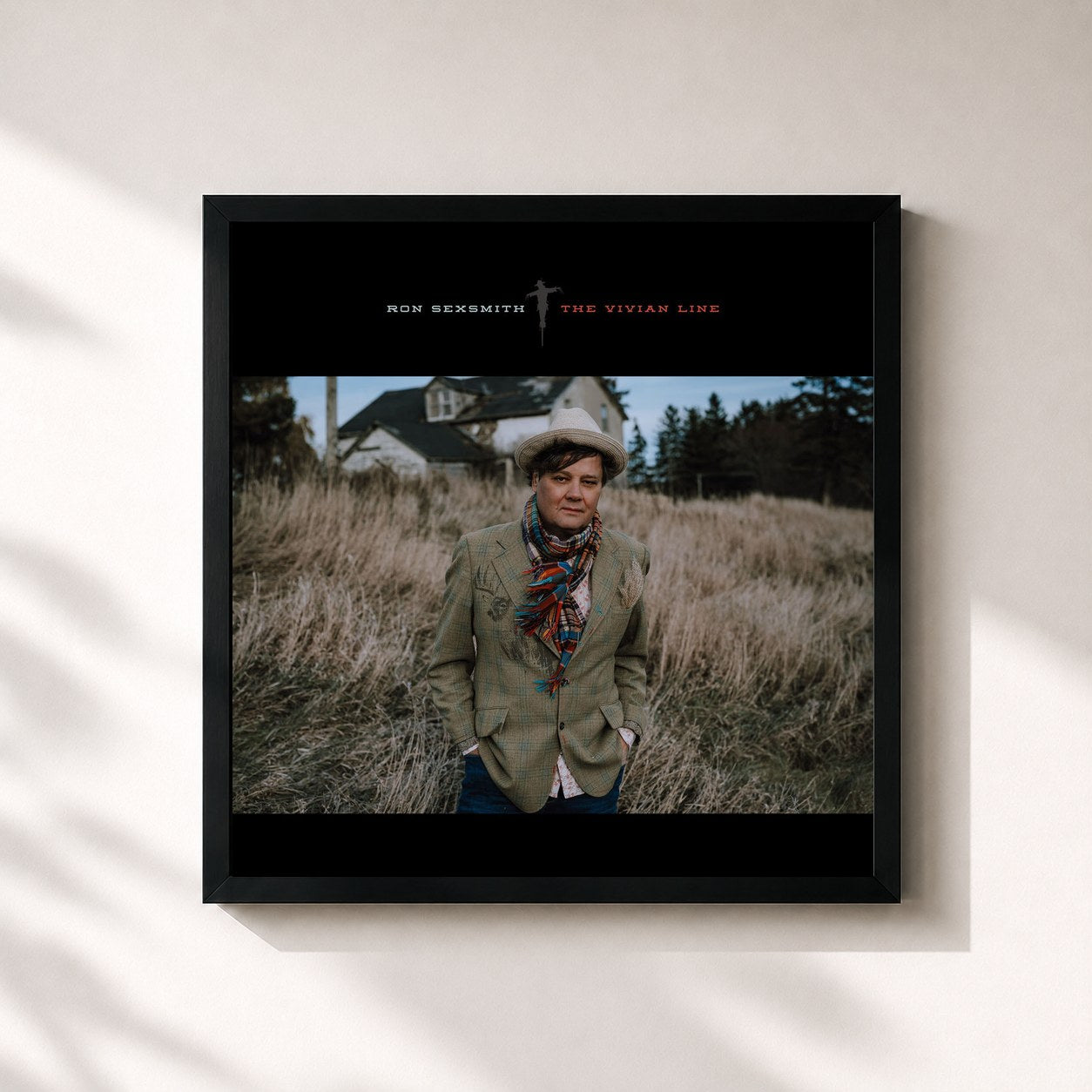 #noir Tableau carré de l'album The Vivian Line de Ron Sexsmith, cadre noir 32x32 cm