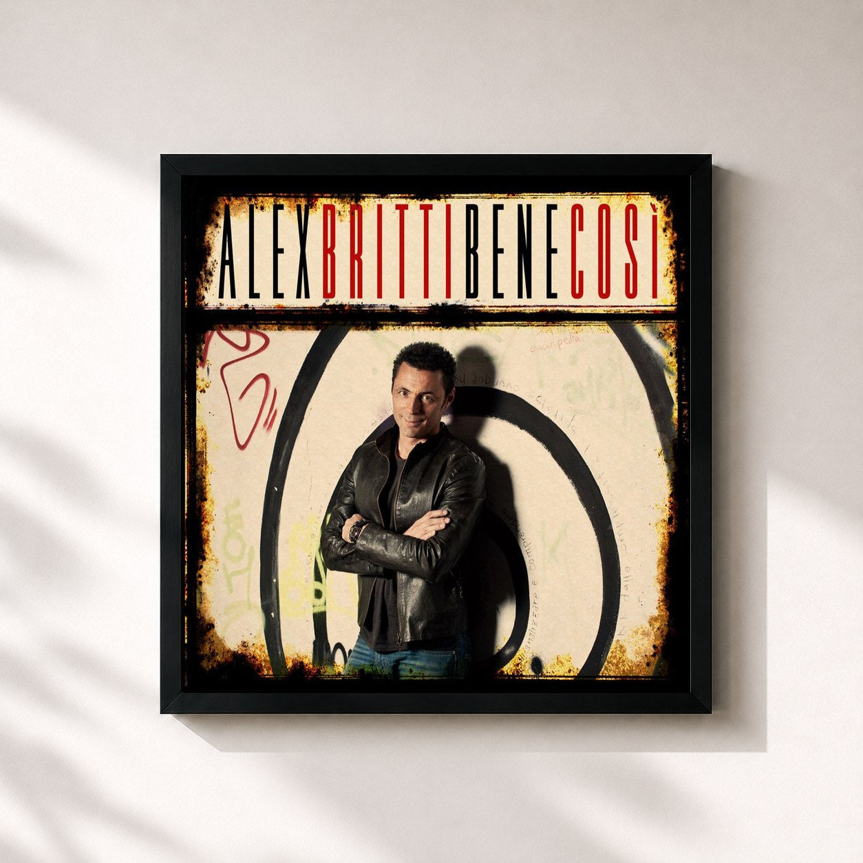 #noir Tableau carré de l'album Bene così de Alex Britti, cadre noir 32x32 cm