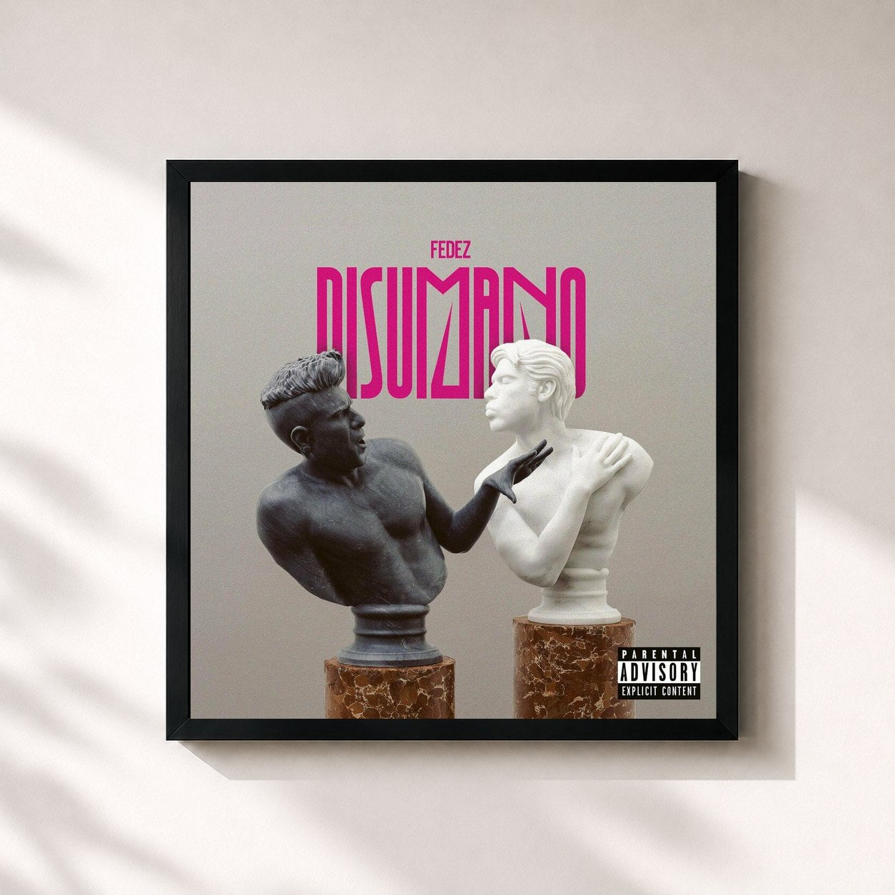 #noir Tableau carré de l'album DISUMANO de Fedez, cadre noir 32x32 cm