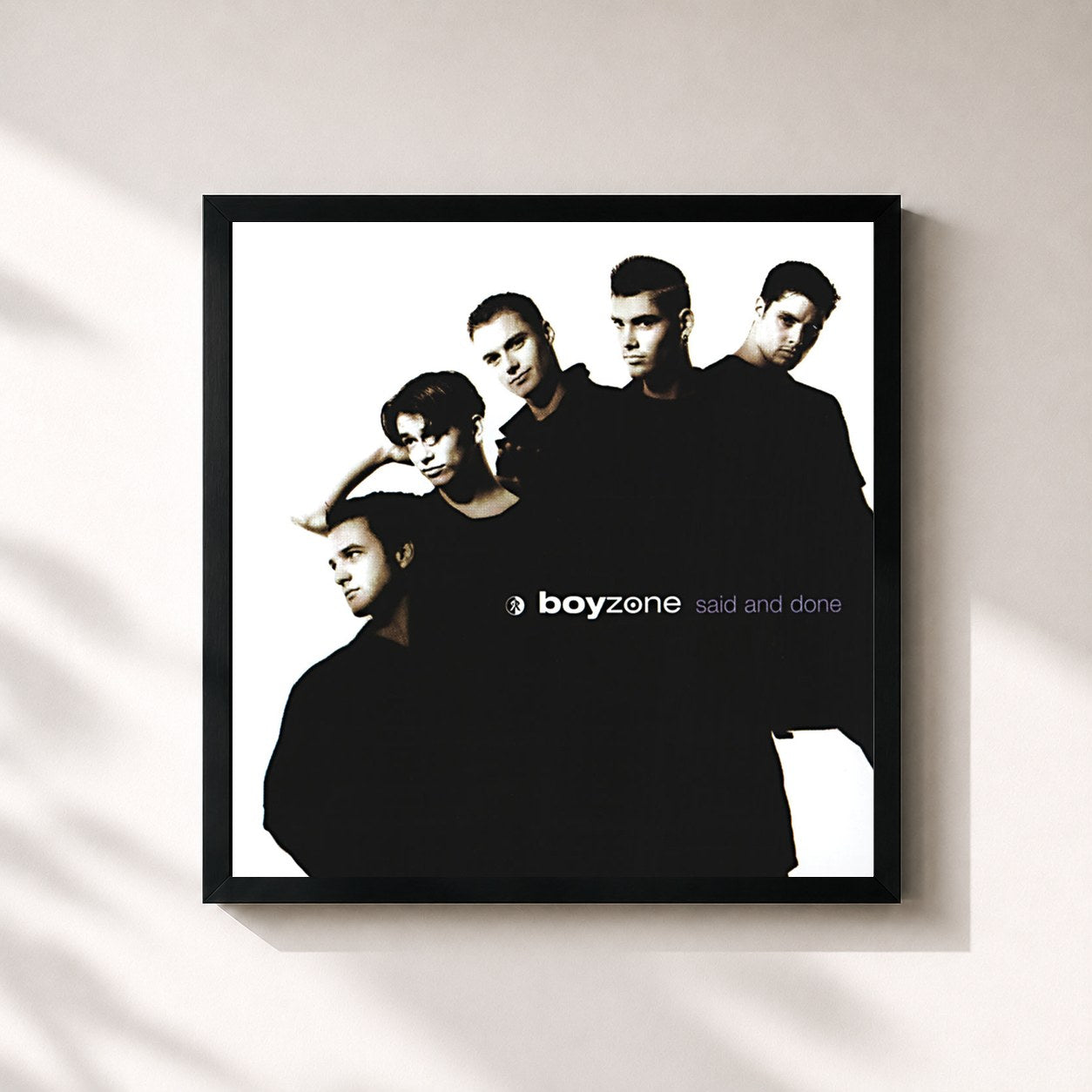 #noir Tableau carré de l'album Said And Done de Boyzone, cadre noir 32x32 cm