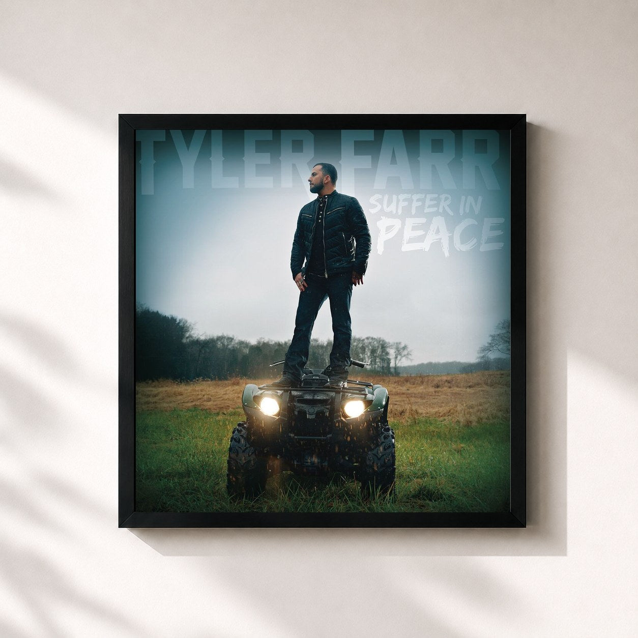 #noir Tableau carré de l'album Suffer in Peace de Tyler Farr, cadre noir 32x32 cm