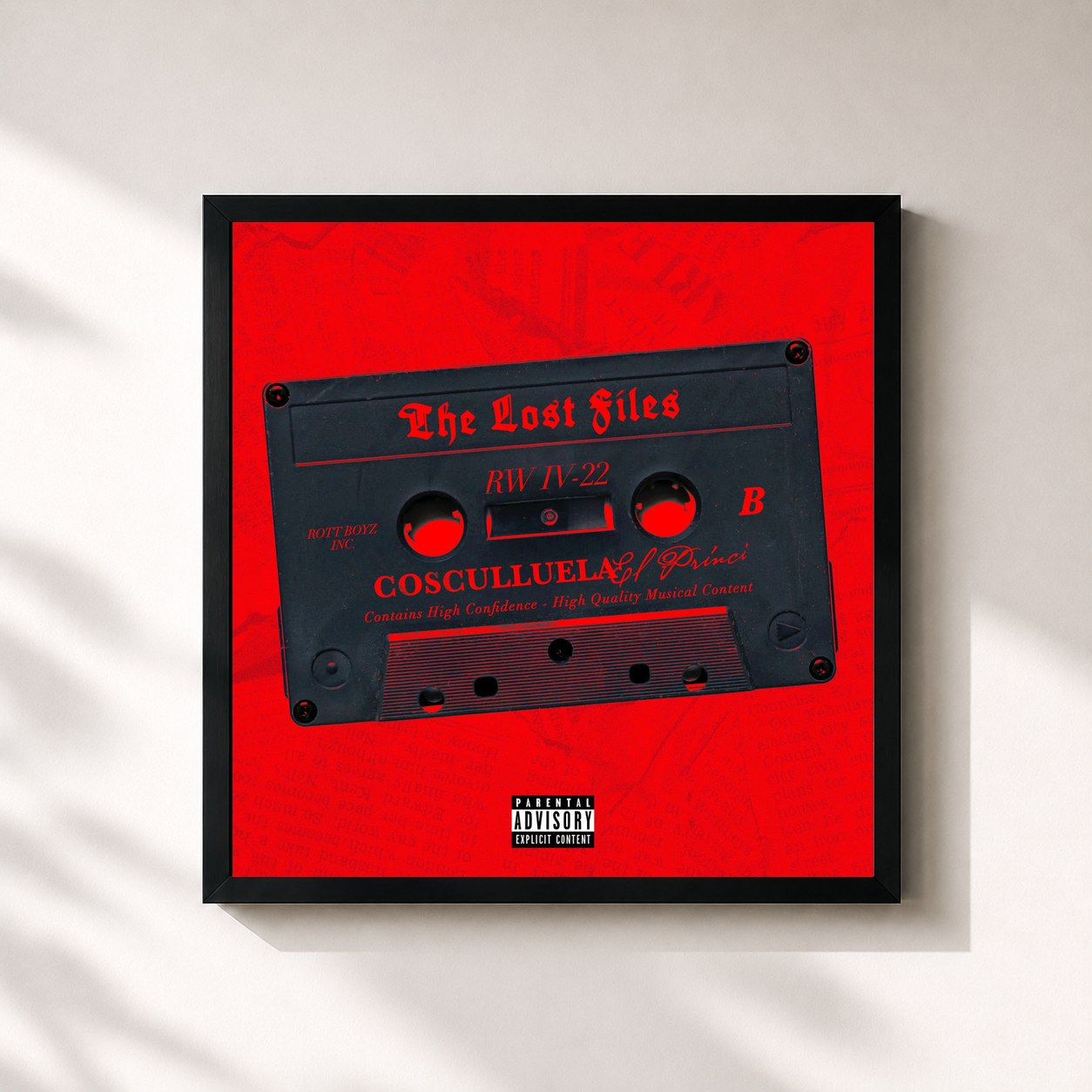 #noir Tableau carré de l'album El Princi: The Lost Files de Cosculluela, cadre noir 32x32 cm