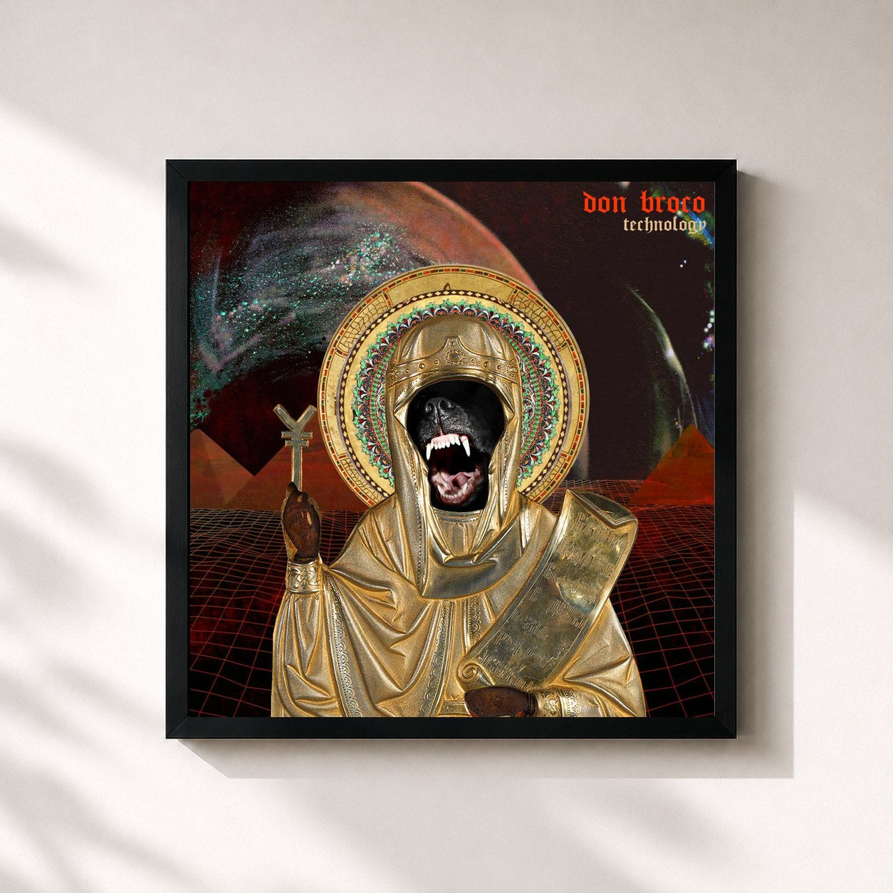#noir Tableau carré de l'album Technology de DON BROCO, cadre noir 32x32 cm