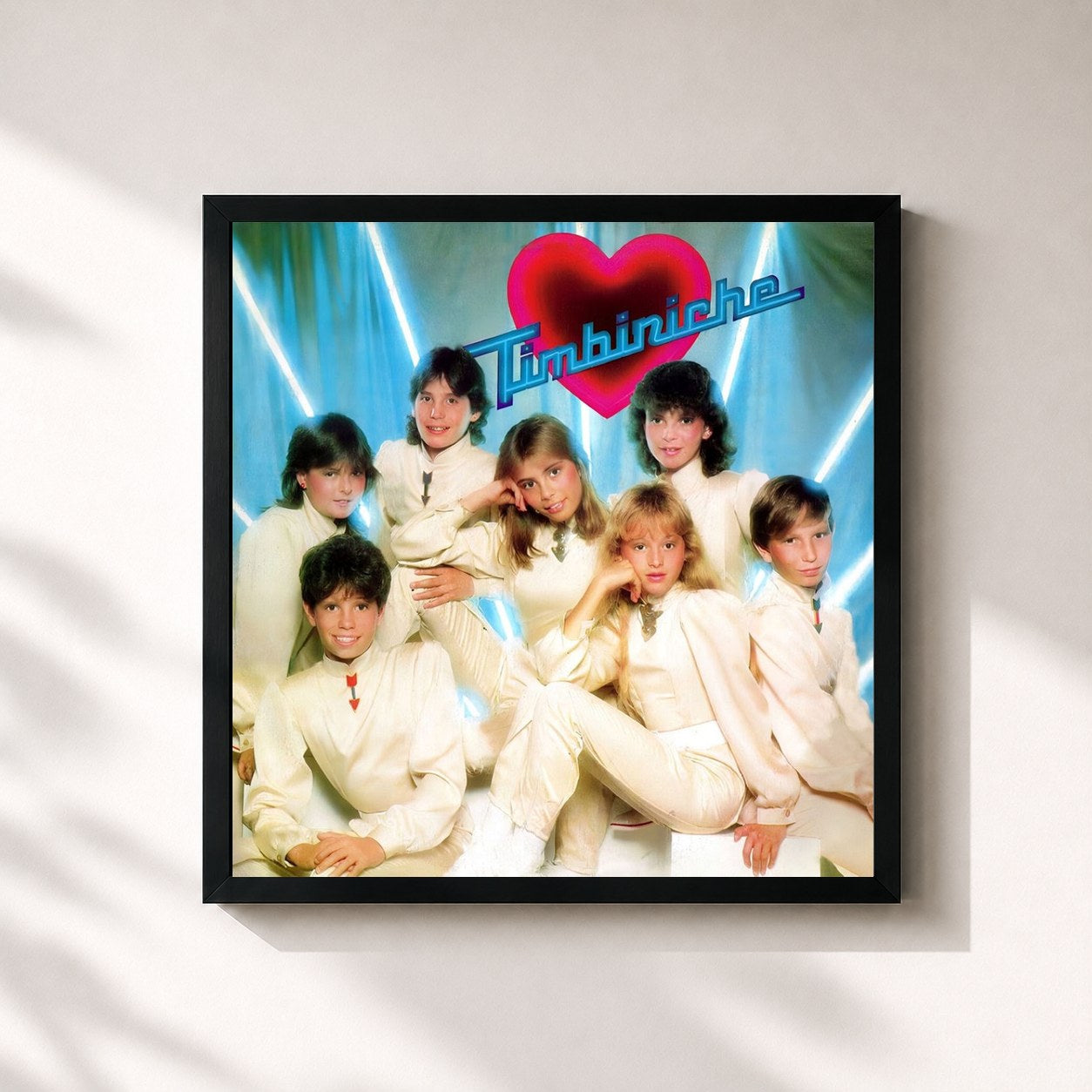 #noir Tableau carré de l'album Disco Ruido de Timbiriche, cadre noir 32x32 cm