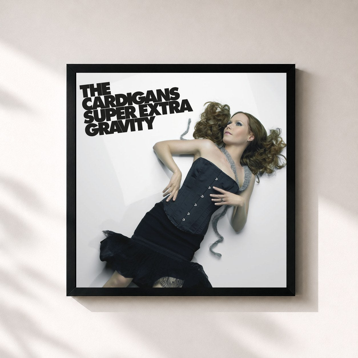 #noir Tableau carré de l'album Super Extra Gravity (Remastered) de The Cardigans, cadre noir 32x32 cm