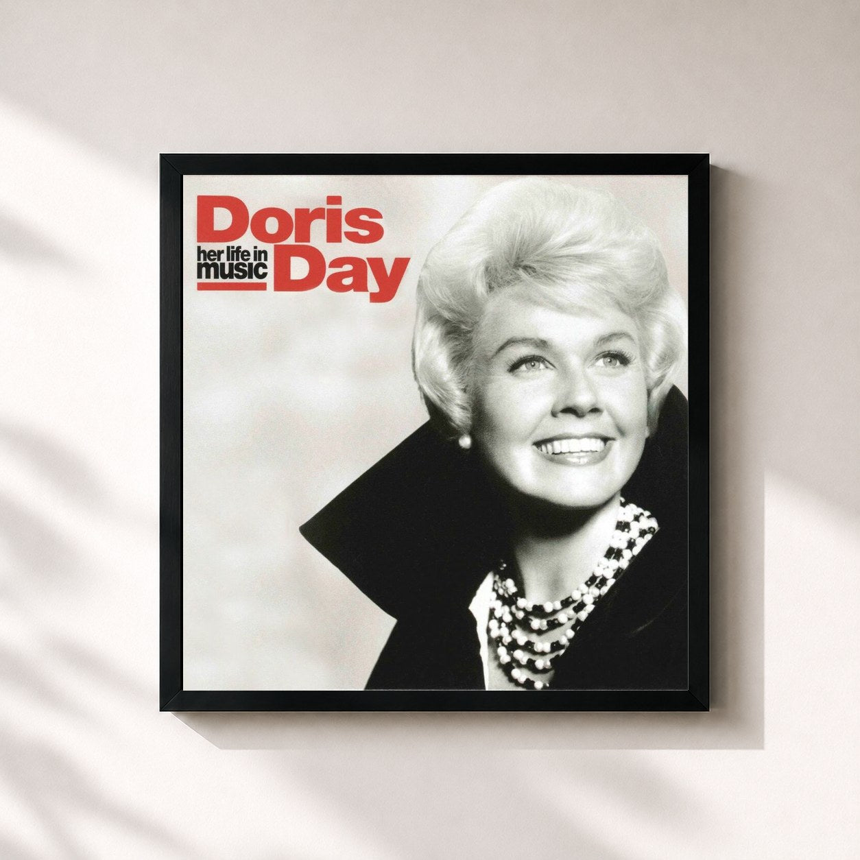 #noir Tableau carré de l'album Doris Day: Her Life In Music de Doris Day, cadre noir 32x32 cm