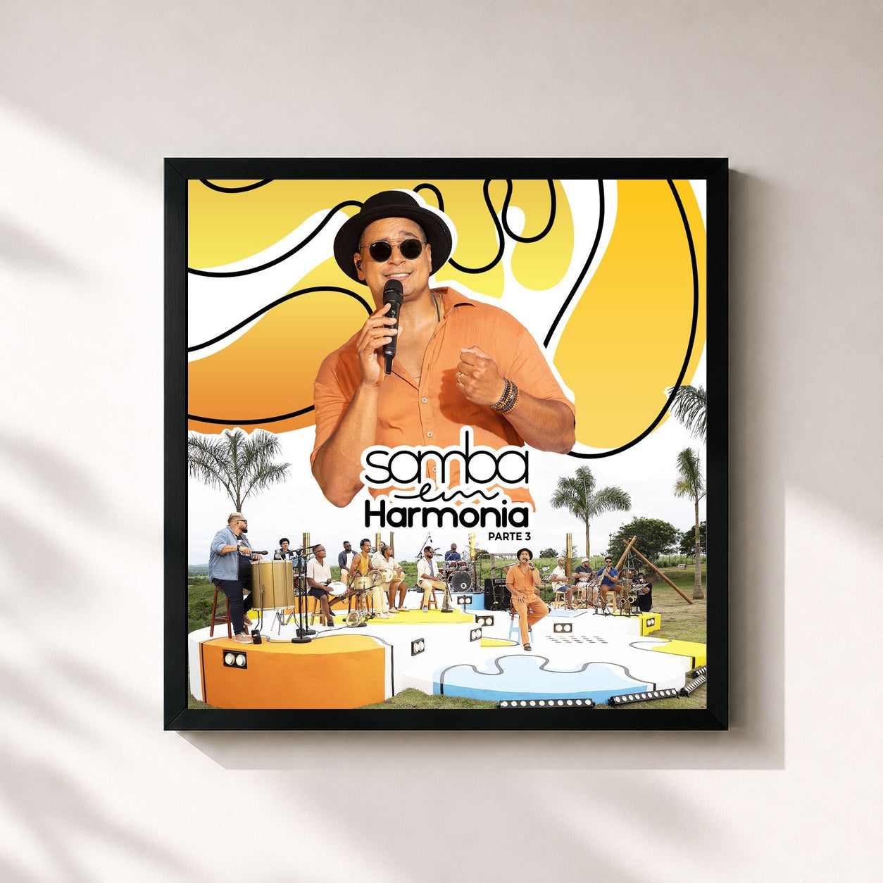 #noir Tableau carré de l'album Samba Em Harmonia (Parte 3) de Xanddy Harmonia, cadre noir 32x32 cm