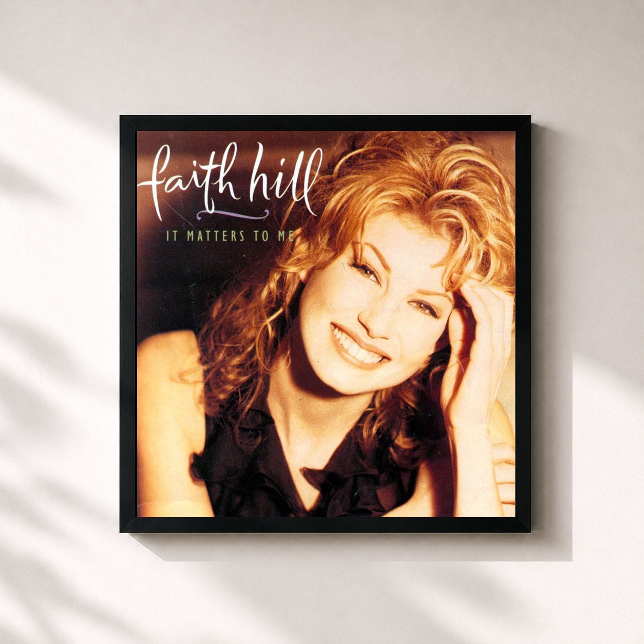 #noir Tableau carré de l'album It Matters to Me de Faith Hill, cadre noir 32x32 cm
