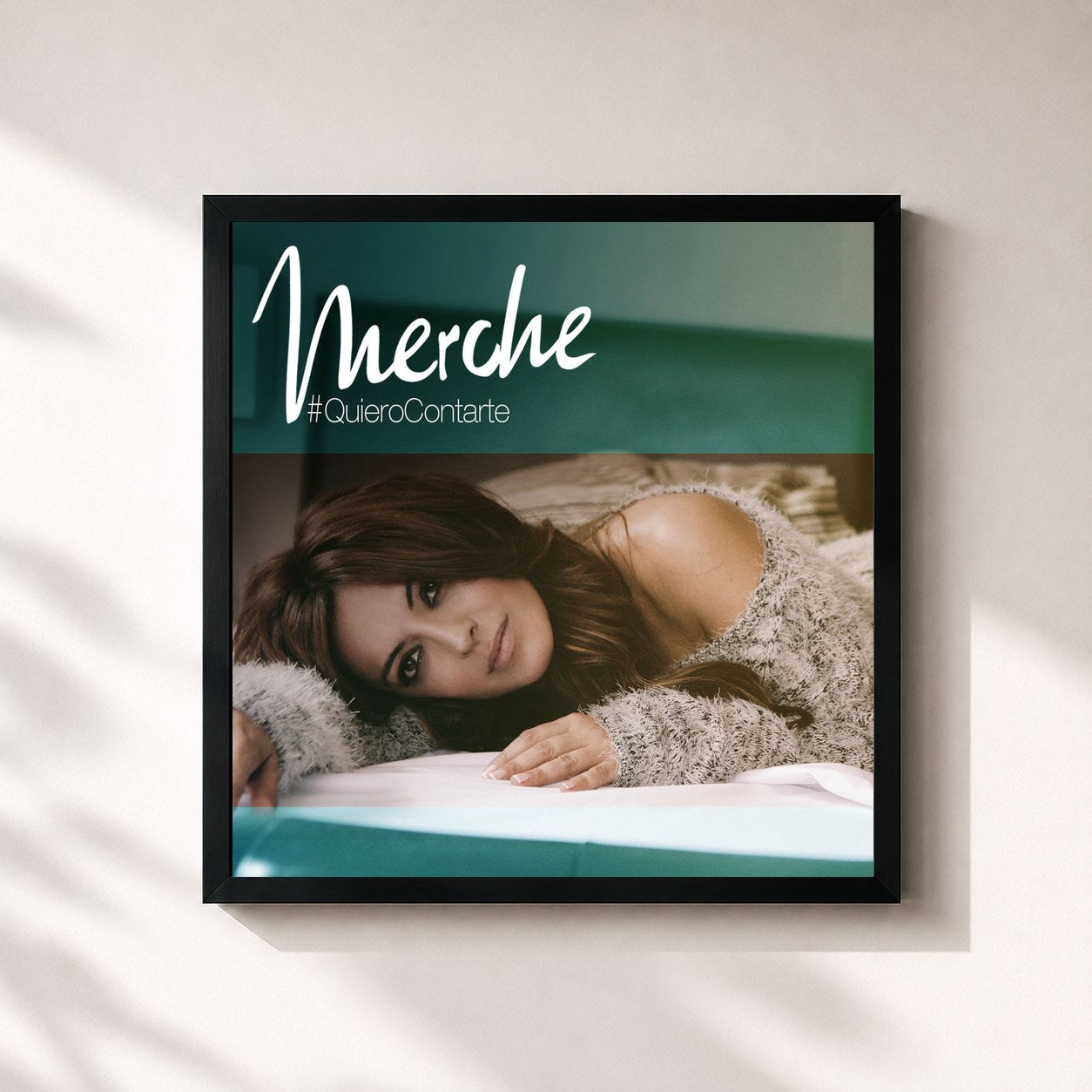 #noir Tableau carré de l'album Quiero Contarte de Merche, cadre noir 32x32 cm