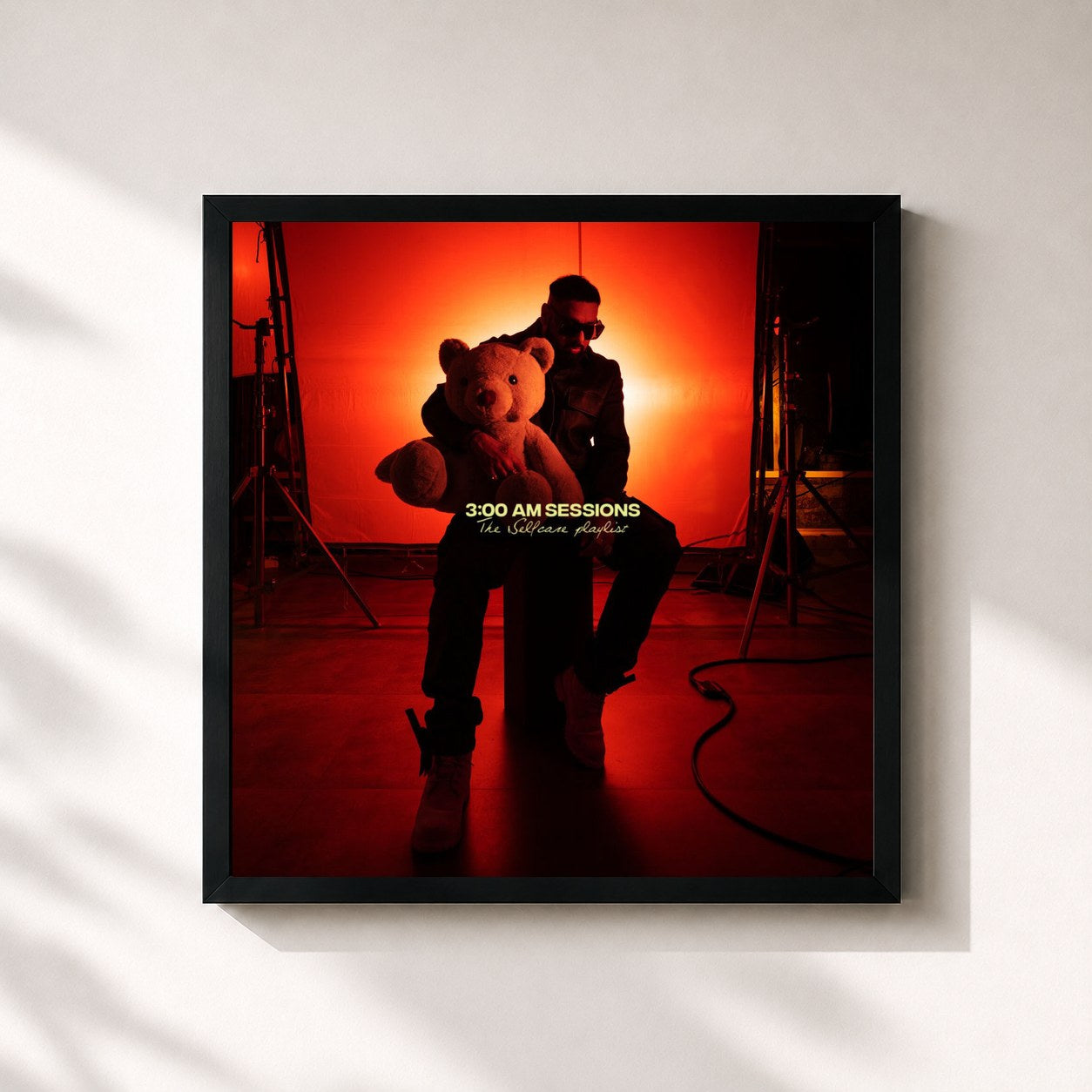 #noir Tableau carré de l'album 3:00 AM Sessions de Badshah, cadre noir 32x32 cm