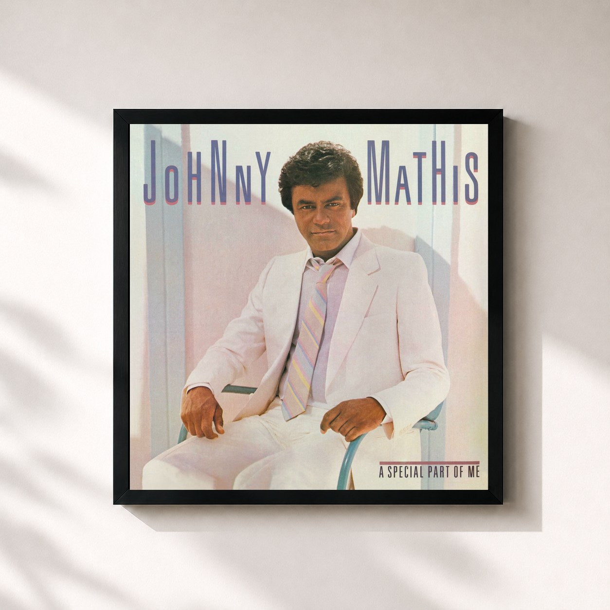 #noir Tableau carré de l'album A Special Part of Me de Johnny Mathis, cadre noir 32x32 cm