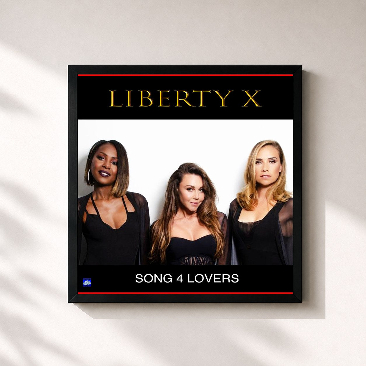 #noir Tableau carré de l'album Song 4 Lovers de Liberty X, cadre noir 32x32 cm
