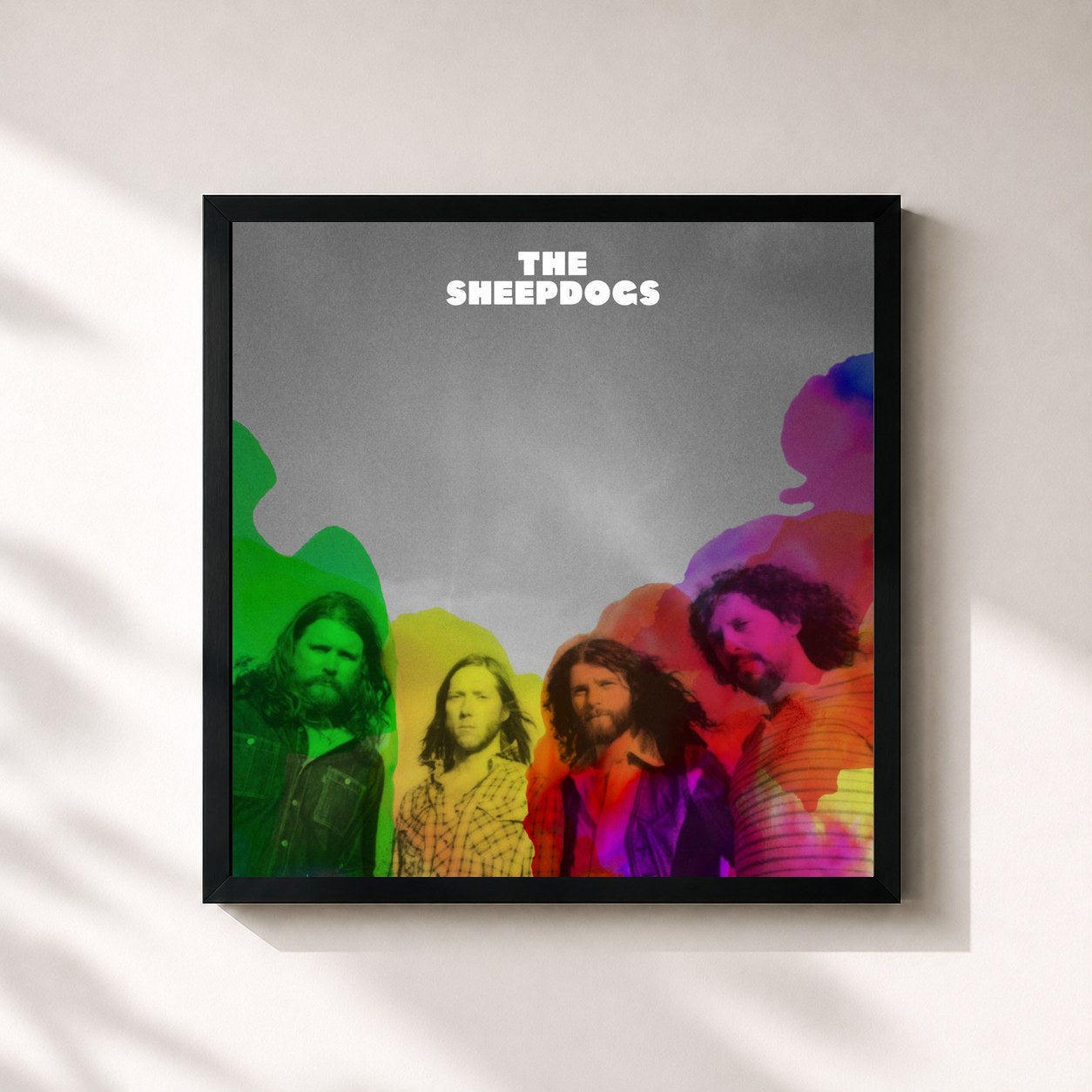 #noir Tableau carré de l'album The Sheepdogs de The Sheepdogs, cadre noir 32x32 cm