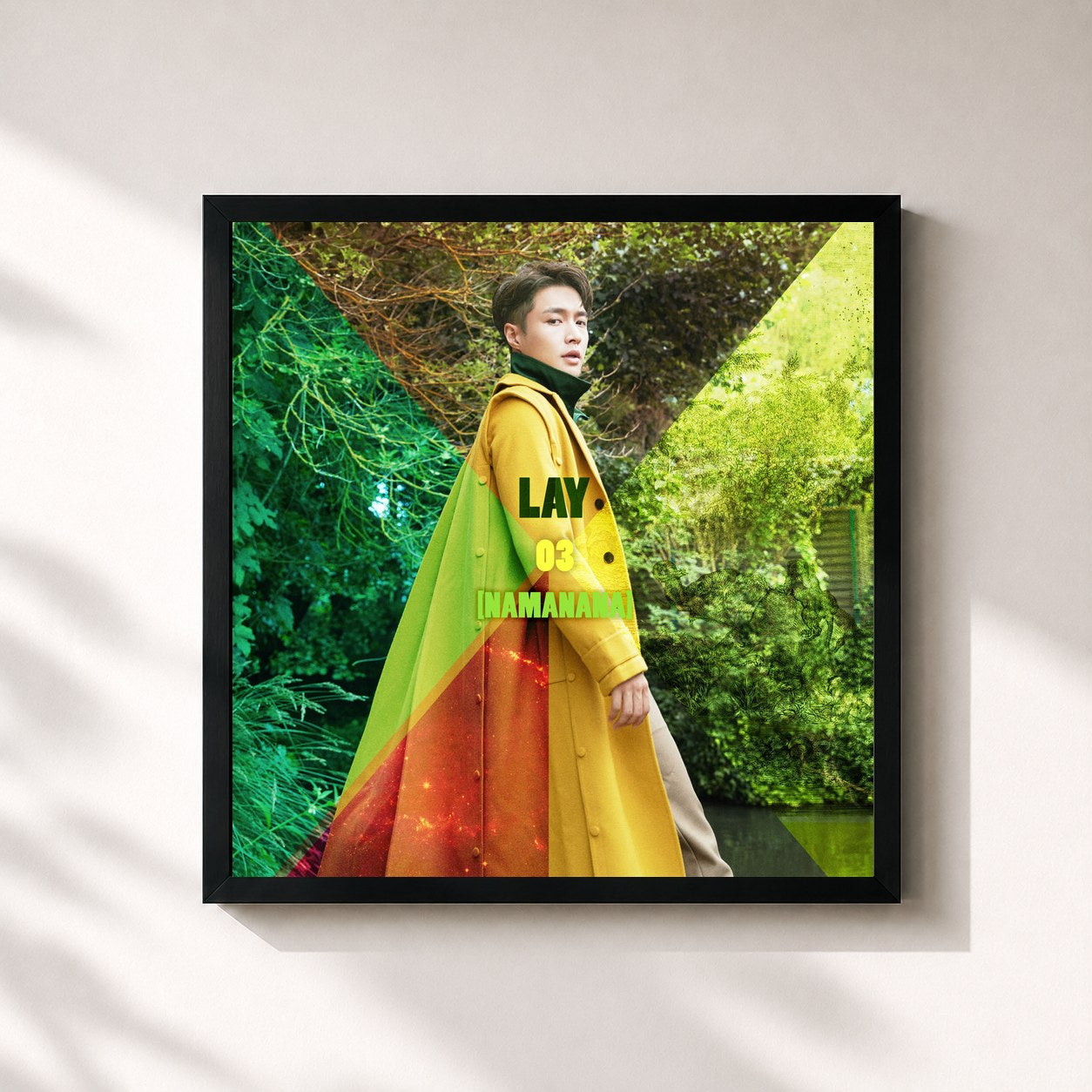 #noir Tableau carré de l'album NAMANANA - The 3rd Album de LAY, cadre noir 32x32 cm