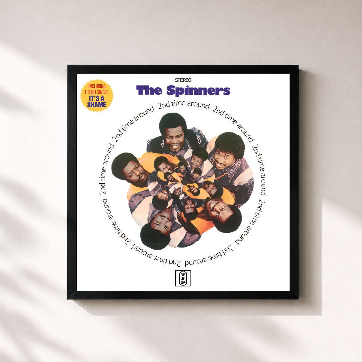 #noir Tableau carré de l'album 2nd Time Around (Expanded Edition) de The Spinners, cadre noir 32x32 cm