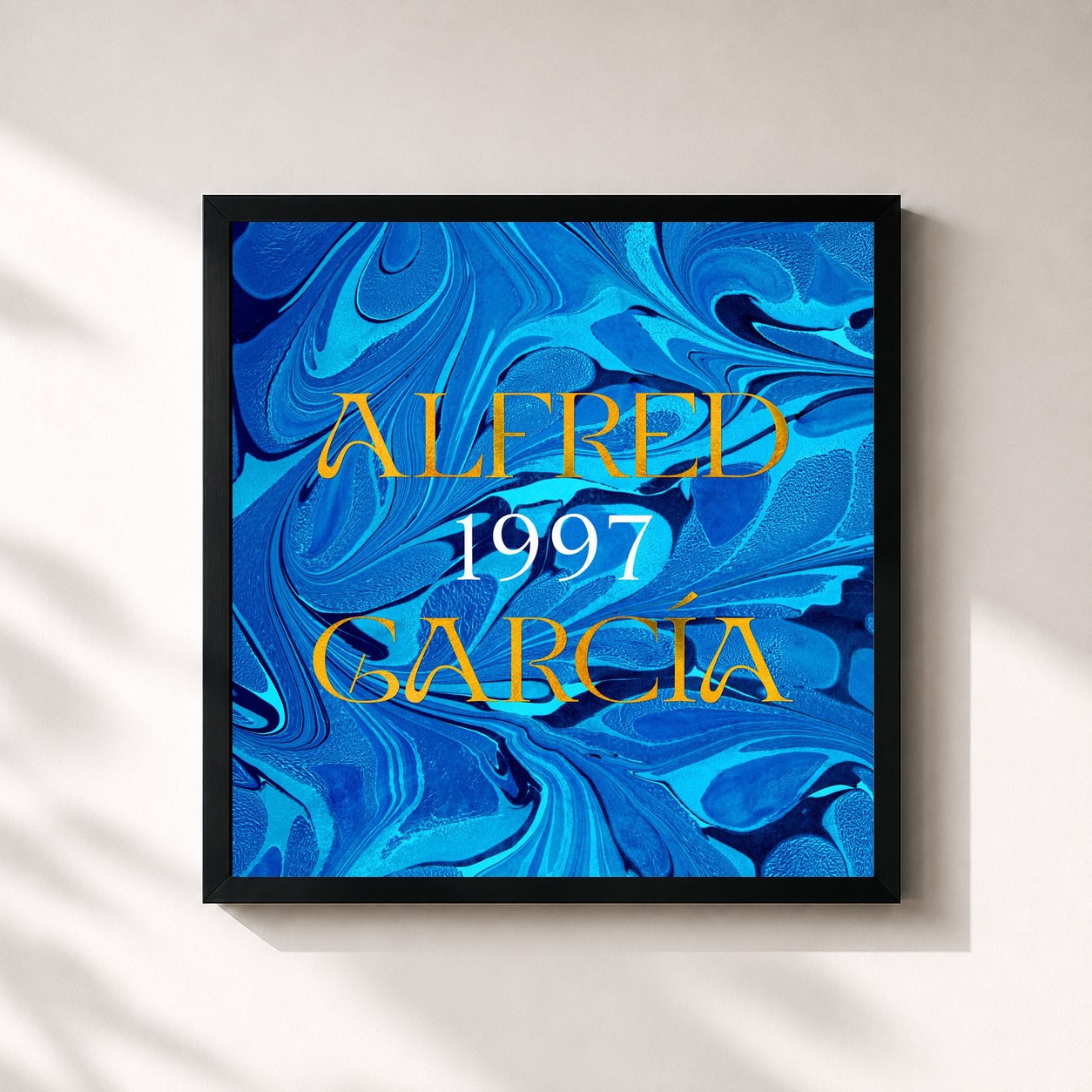 #noir Tableau carré de l'album 1997 de Alfred Garcia, cadre noir 32x32 cm