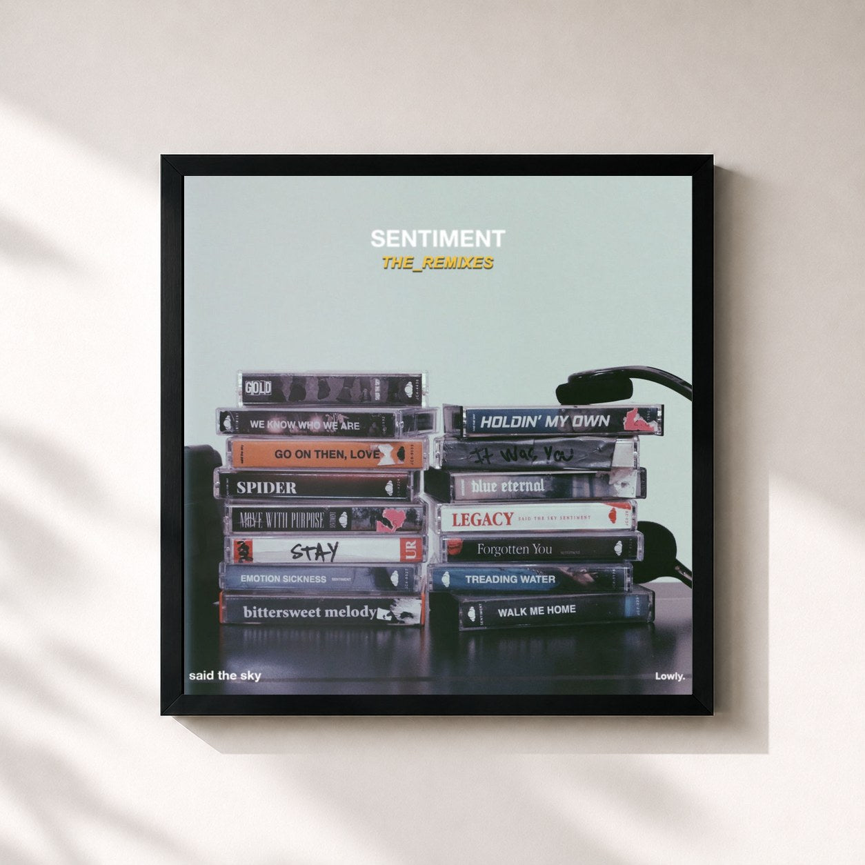 #noir Tableau carré de l'album Sentiment (The Remixes) de Said The Sky, cadre noir 32x32 cm