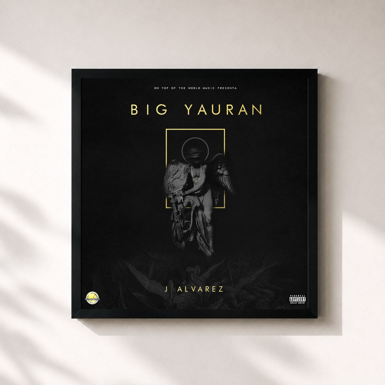 #noir Tableau carré de l'album Big Yauran de J Alvarez, cadre noir 32x32 cm