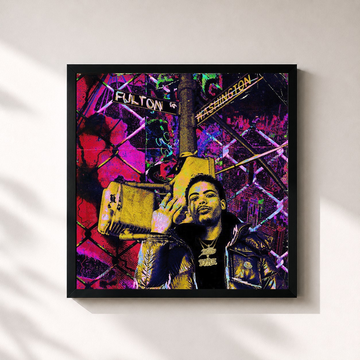 #noir Tableau carré de l'album Signed with Love de Jay Critch, cadre noir 32x32 cm