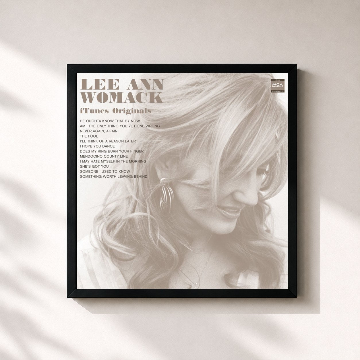 #noir Tableau carré de l'album iTunes Originals de Lee Ann Womack, cadre noir 32x32 cm