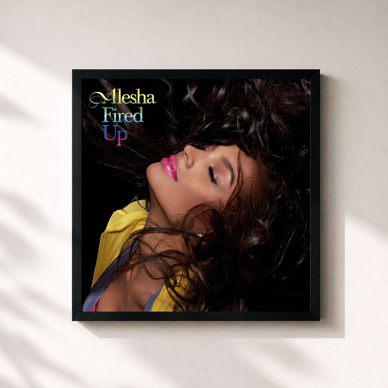 #noir Tableau carré de l'album Fired Up de Alesha Dixon, cadre noir 32x32 cm