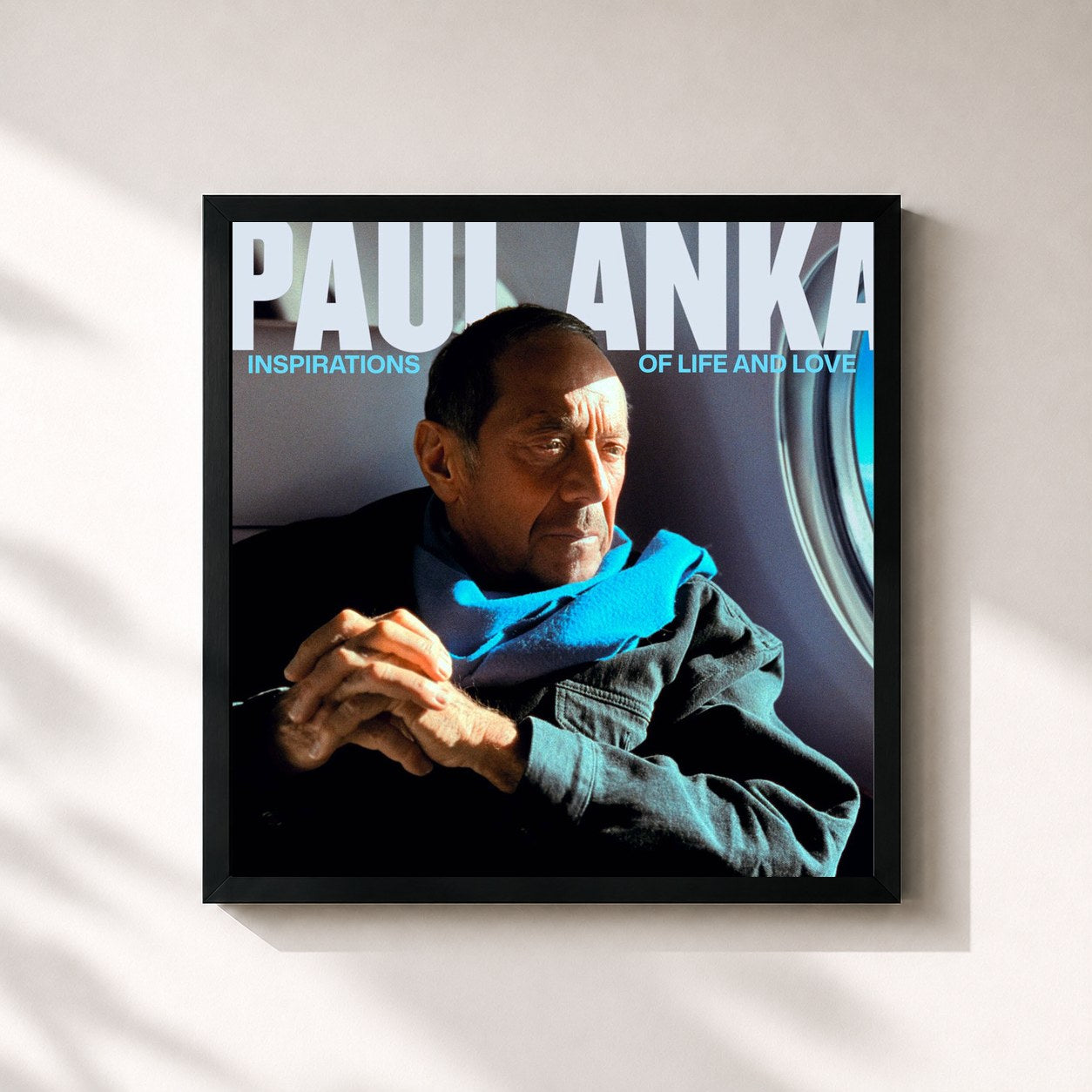 #noir Tableau carré de l'album Inspirations of Life and Love de Paul Anka, cadre noir 32x32 cm