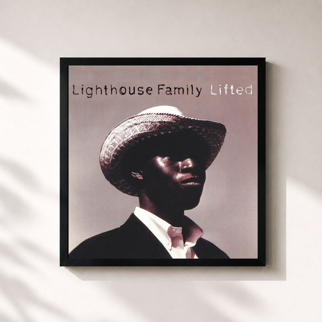 #noir Tableau carré de l'album Lifted de Lighthouse Family, cadre noir 32x32 cm