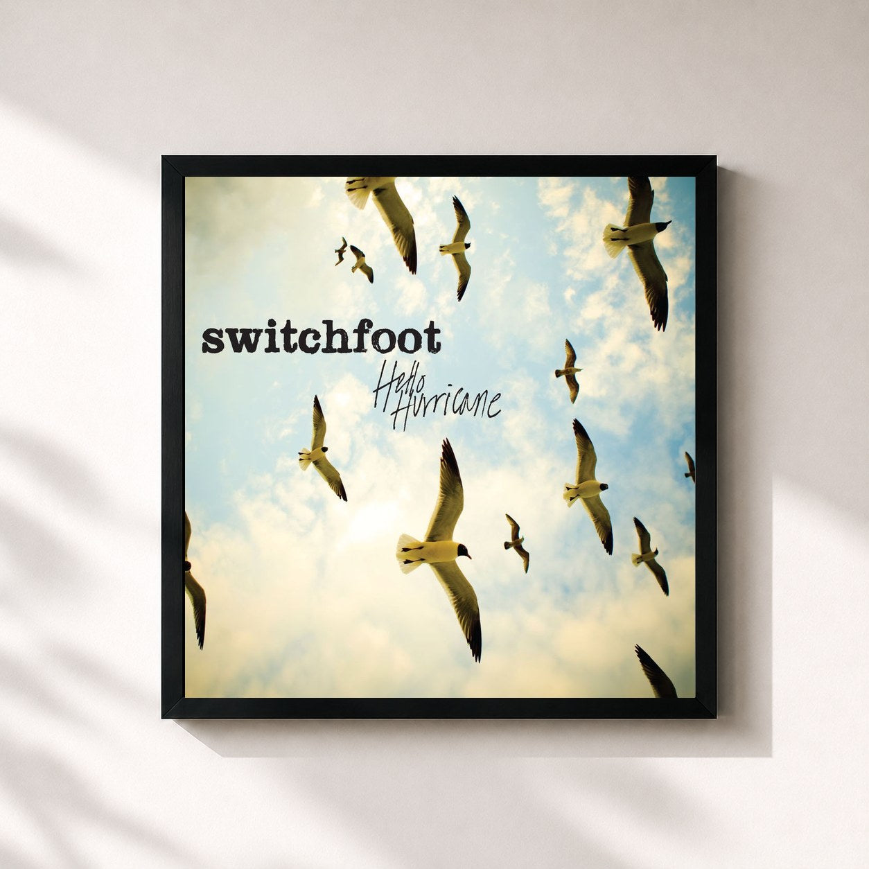 #noir Tableau carré de l'album Hello Hurricane de Switchfoot, cadre noir 32x32 cm