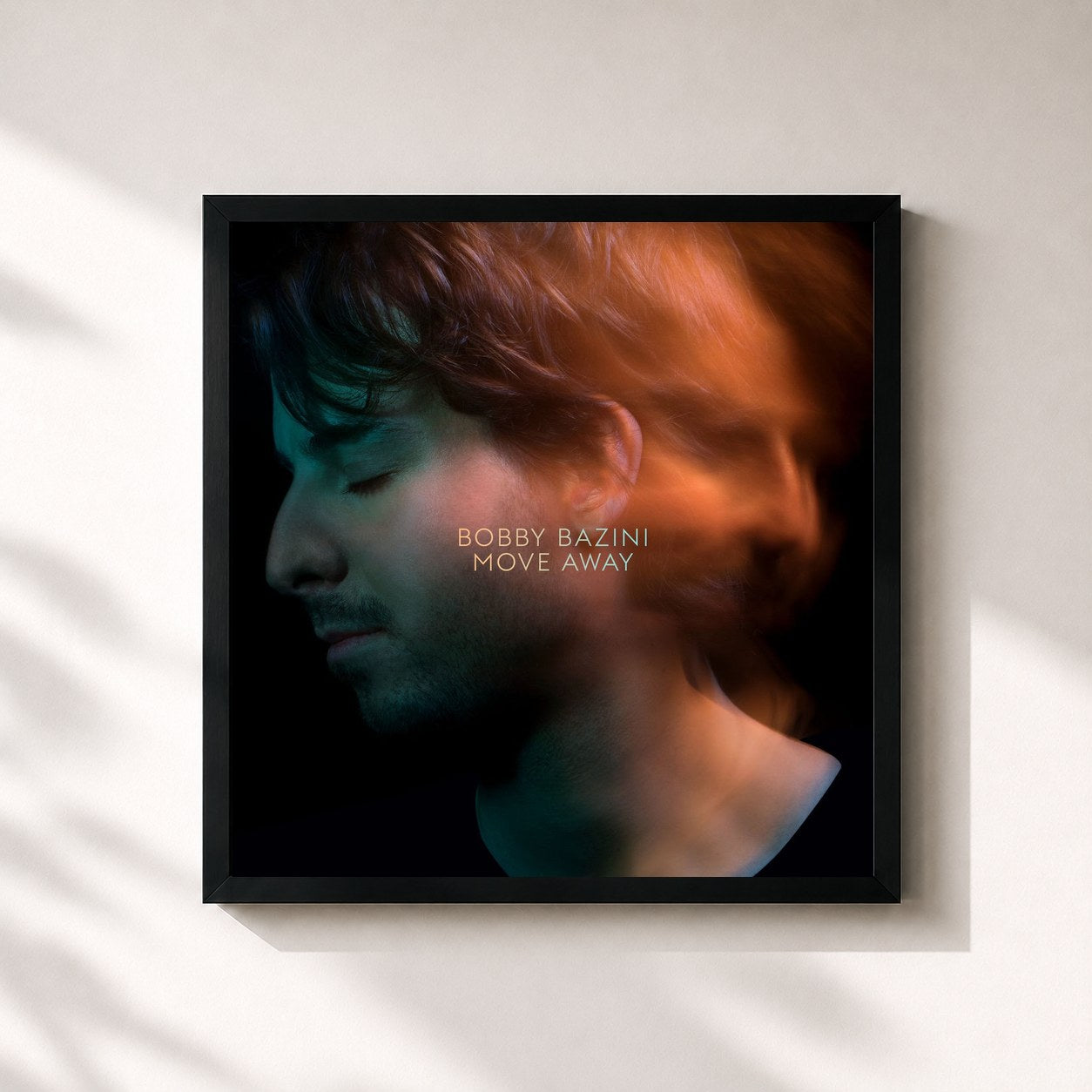 #noir Tableau carré de l'album Move Away de Bobby Bazini, cadre noir 32x32 cm