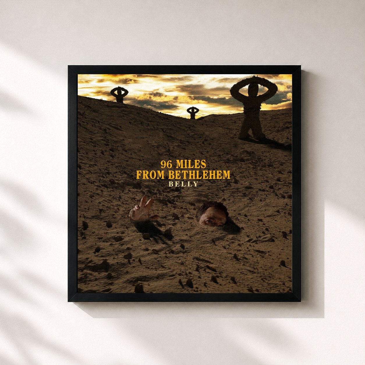 #noir Tableau carré de l'album 96 Miles From Bethlehem de Belly, cadre noir 32x32 cm